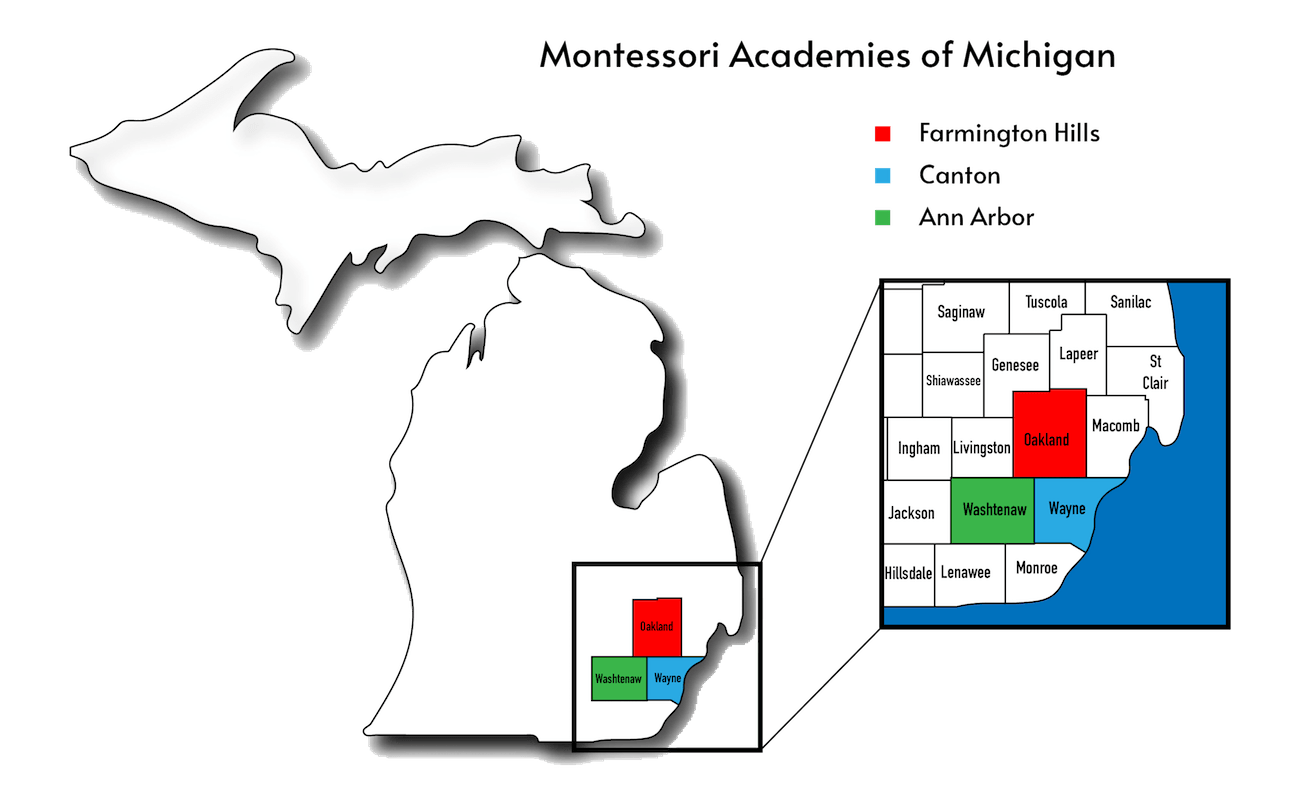 Map of Montessori Academies of Michigan locations